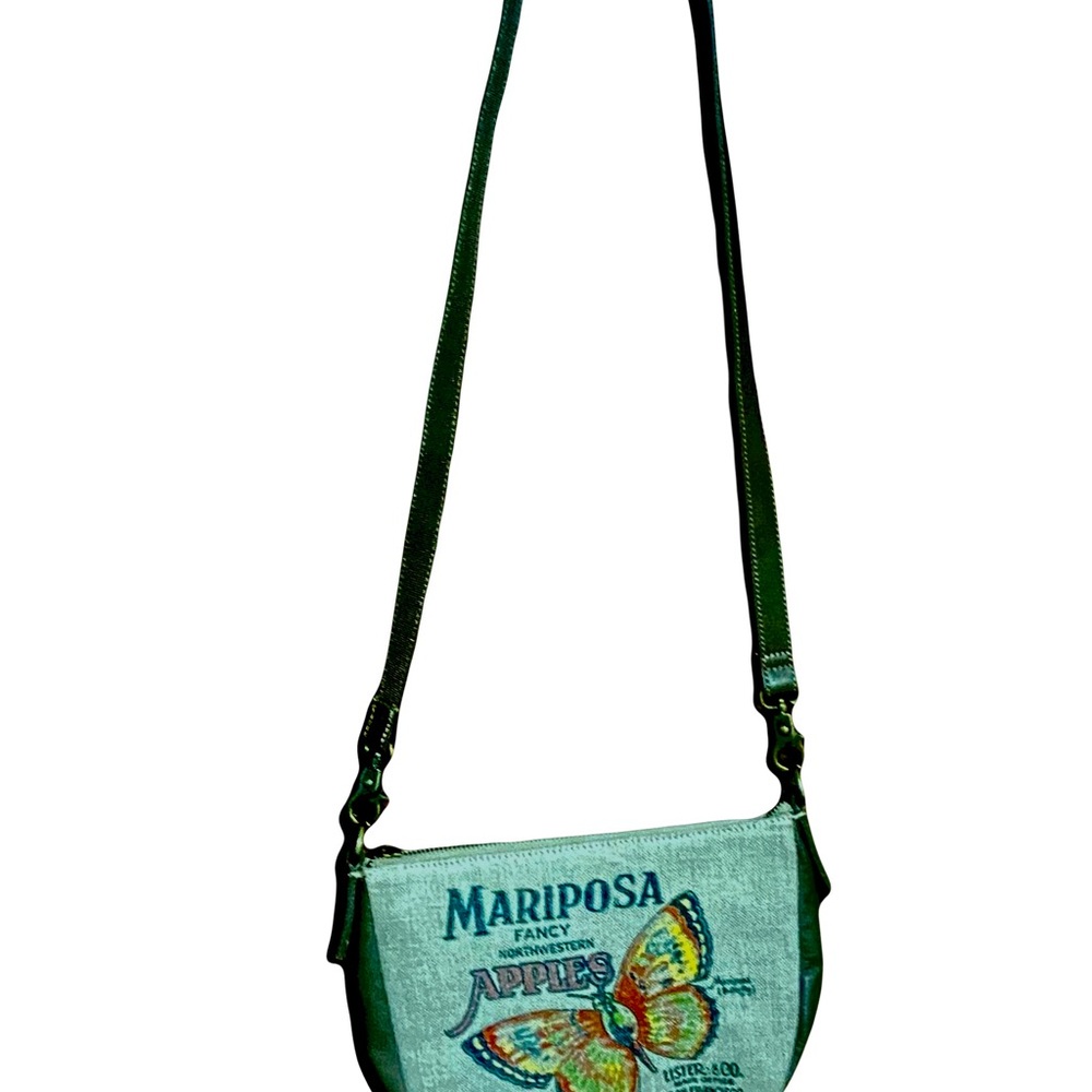 Agnes America Glory Mariposa Beige and Brown Crossbody Bag with Butterfly Design - Picture 8 of 11